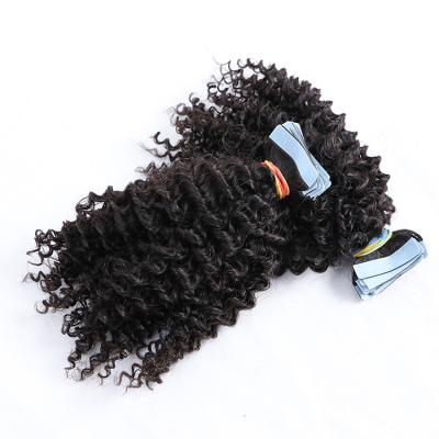 China Curly Kinky Curly Tape In Unprocessed Indian Human Hair Extensions Raw Virgin Hair Afro Curly For Black for sale