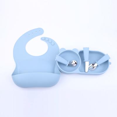 China Baby Feeding Set Amazon BPA Free Silicone Products High Quality Silicone Baby Bib&Plate Baby Safe Silicone Feeding Gift Box for sale