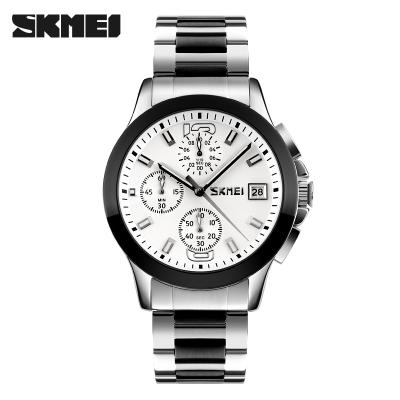 China Waterproof Skmei 9126 Multiple Time Zone Quartz Watches Date Quartz movt OEM Hand Watch for sale