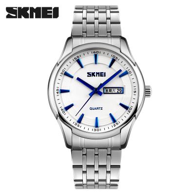 China Day/date Skmei luxury 9125 date quartz movt OEM hand watch stainless steel band quartz watch for sale