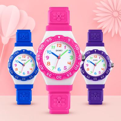 China Cheap Promotional Water Resistant Skmei Kids Watches Girls Flower Kids Watch Band for sale