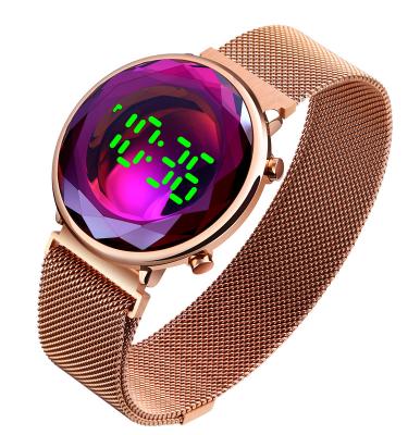 China Alarm Stainless Steel Led Digital Watches Women Magnetic Luminous Led Watch skmei 1640 for sale