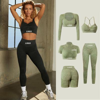 China Ribbed Fitele Yoga Set Women Gym Wear Fitness Workout Clothing Sportswear Compression Breathable Clothing for sale