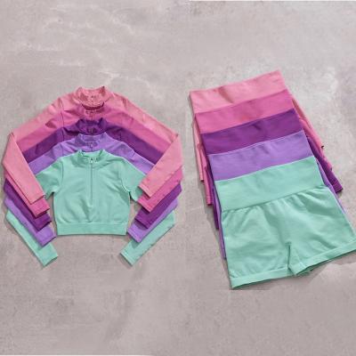 China Breathable Skirt Seamless 2 Piece Gaiters Sets Cutout Casual Women Sportswear Activewear Waist Gym Tie Die Yoga Workout Shorts Set for sale