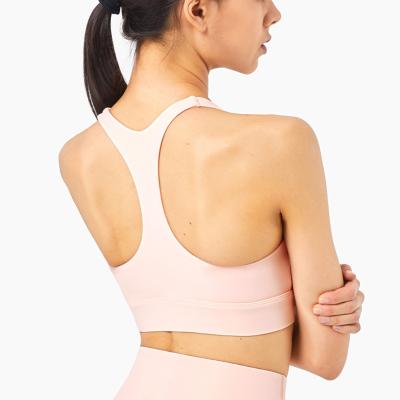 China New Solid Color Sports Fitness Yoga Yoga Crop Workout Quick Dry Breathable Wightless Women Running Sports Bra Zipper Workout Crop Top for sale