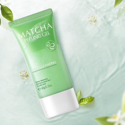 China Exfoliator Matcha Body Peeling Gel 60G Soft Oil Control Cleansing Pores Treatment Acne Remove Blackhead Facial Scrub for sale