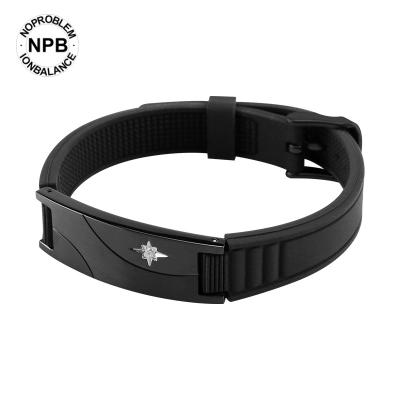 China P211 Environmentally Friendly Magnetic Negative Ion Balance Silicone Bracelet Power Energy Balance Wristband Wristband for sale