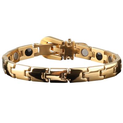 China P021 Men's Golden Power Magnetic Anchor Bracelets Casual/Sporty Germanium Tourmaline Magnetic Titanium Bracelet for sale