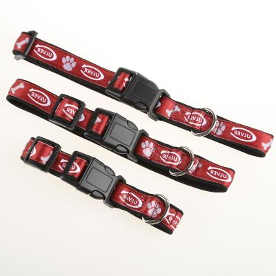 China Custom Red Color OEM Pet Collars Lanyards With Logo Customized Silk Printing Polyester Dog Collars for sale