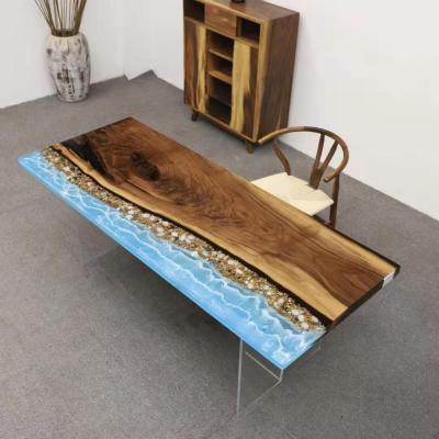 China Solid Wood Top Antique Live Edge Slab Epoxy Table Suar de Tableau for sale