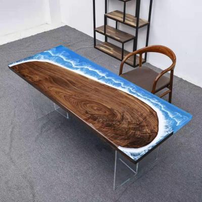 China Live Edge Slab Epoxy Table Suar Antique Solid Wood Top for sale