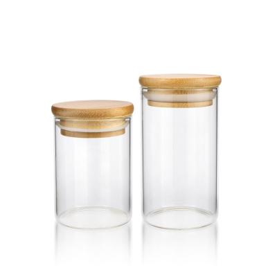 China Non-refillable quart stackable jars with bamboo lids, set of 4 for sale