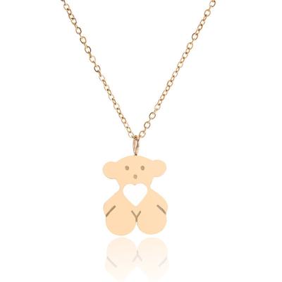 China CLASSIC new popular bear necklace fashion All-match personality trend ladies heart-shaped hollow necklace for sale