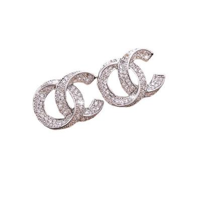 China Diamond Letter Earrings Trend High Quality French All-match Personality Celebrity Stylish High-end Full Earrings for sale