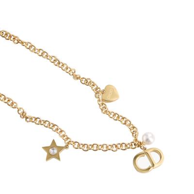 China CLASSIC New Star Love Letter Titanium Steel Necklace Fashion Soft Age-Reducing Clavicle Chain for sale