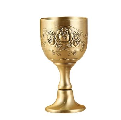 China New Mini White Wine Glass china wine crafts european style three-dimensional cut copper glass handmade copper goblet for sale