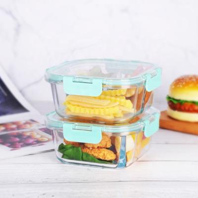 China Freshness Preservation Eco Friendly Tiffin Bento Borosilicate Glass Lunch Box for Office with Leak Proof Lid for sale