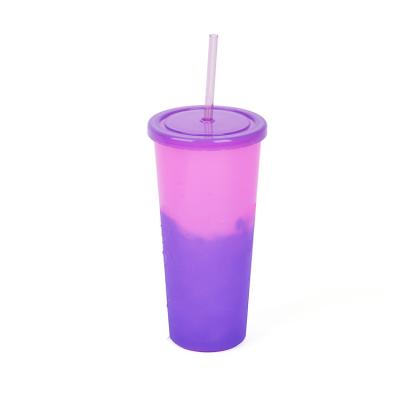 China 24oz Hot Sales Sustainable PP Reusable Color Changing Cups With Lid And Straw for sale