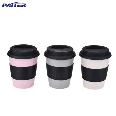 China Sustainable Satisfying service 300ml with silicone lid rice husk travel fiber coffee wheat straw cup for sale