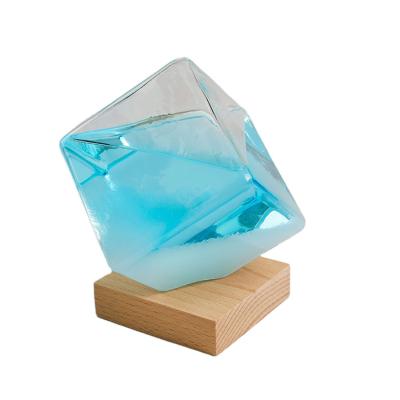 China Europe Storm Glass With LED Light Weather Forecast Water Cube Shape for sale