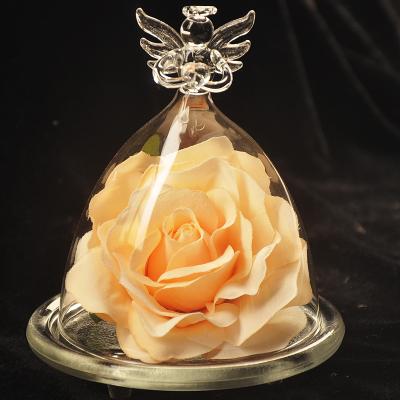 China Europe Handmade Angel Glass Bell Jar Dome with Glass Base for sale