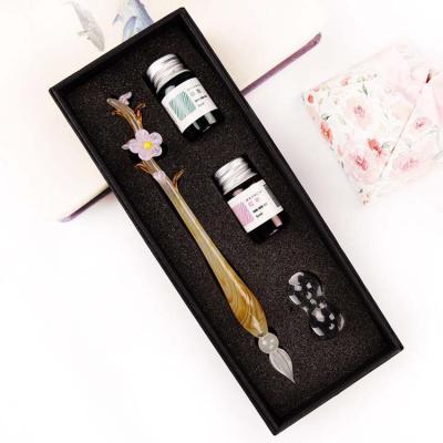 China China Dip Glass Pen Set With Gift Box for sale