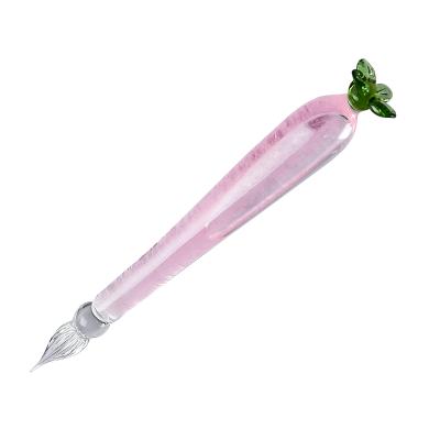 China Wholesale Handmade Carrot Glass Storm Pen China Three Piece Dip Glass Pen For Gift for sale