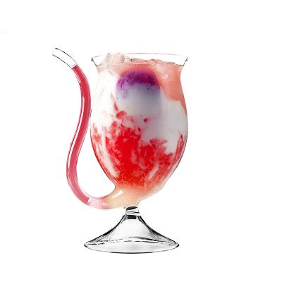 China Europe Creative Hand High Borosilicate Vampire Blown Glass Cocktail Glass With Built-in Glass Straw for sale