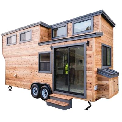 China Modern Prefab Lightweight Steel Mobile Mini Tiny House On Wheels Modular 2 Storey Loft Trailer Travel Mobile Home Caravan Trailer for sale