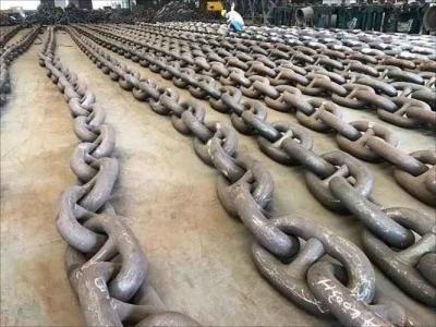 China Industriales de trabajo pesado de acabado negro de gota de forja de enlace corto cadena de acero galvanizado redondo de barco cadena de anclaje en venta