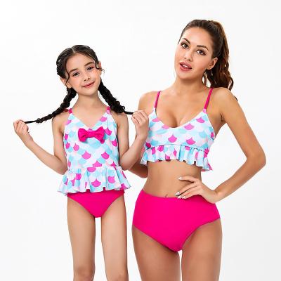 China 2022 QUICK DRY Mommy Swimsuit and Matching Bikini Set Women Swimwear Mommy Swimwear Summer Parent-child Outfit Family Girl Print for sale