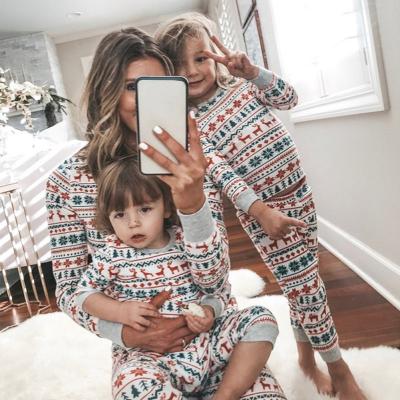 China QUICK DRY Christmas Clothing Set Kids Clothing Christmas Family Parent-child Suit Printing Home Service Cotton Soft Two-piece Pajamas for sale