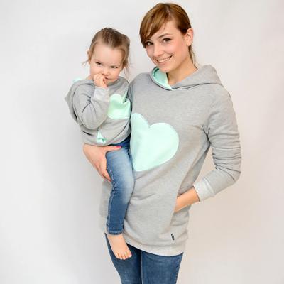 China QUICK DRY Family Sets Mother and Daughter Heart-Shaped Hooded Long Sleeve Coat Parent-child Coat Tops Sweater Baby Clothes for sale