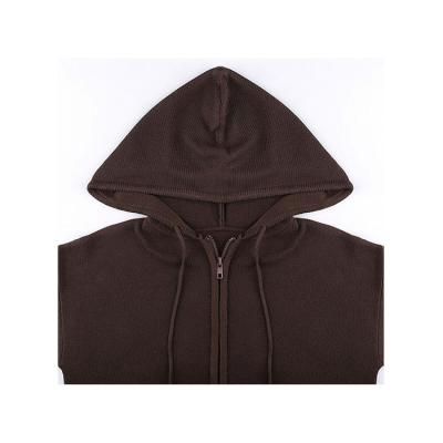 China Free sample reversible zipper sweater warm hooded cardigan pockets design solid color sweater coat style temperament short zipper sweater for sale