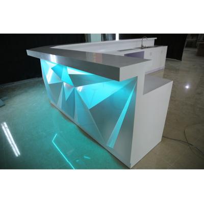 China RGB KTV Bar Furniture Waterproof Colorful Luminous Design Counter Tops White Golf Club Drinks Cocktail Bar Counter for sale