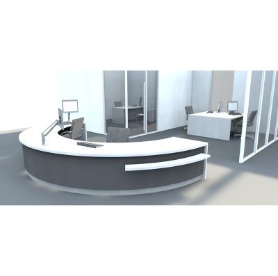 China Customized Dimensions Artificial Stone Shape Material Reception Reception Customized Bending Desks Tables Design for sale