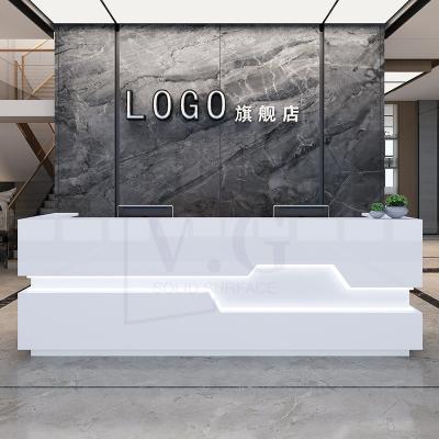 China Durable Luxury White Modern Solid Outdoor Front Desk Counter Reception Desk Hotel Beauty Salon Reception Desks for sale