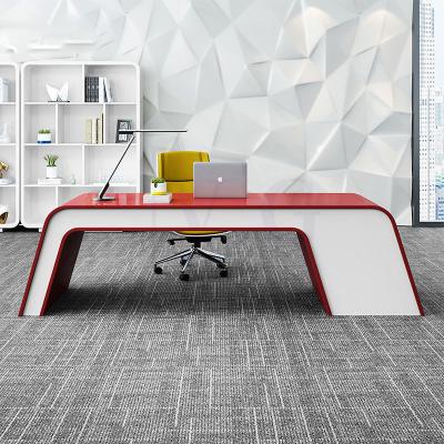 China Durable Hot Sale Modern Office Furniture Solid Surface White Glossy Boss Table Manager Desk for sale