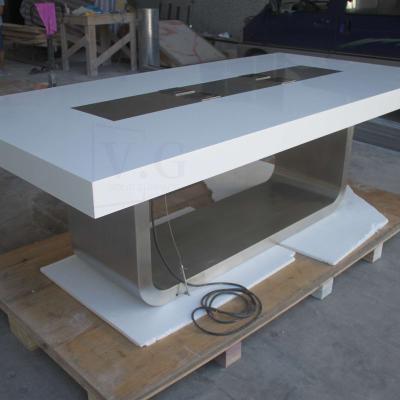 China Chinese Renewable Office Furniture White Solid Outdoor Modern Conference Table Manufacturer Rectangular Meeting Desk for sale