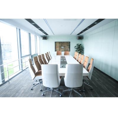 China Design 8 Person Executive Desk Meeting Office Conference Table Durable High Space Fashionable White Color Long Eed Shape for sale