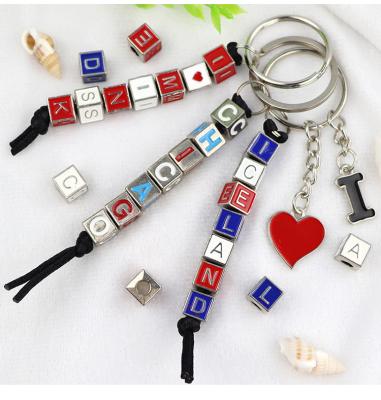 China Promotion/Souvenir/Metal Souvenir Key Chain Letter Cute Luxury Detachable Dice Collection/Decoration Custom Bead Initial Key Chain for sale