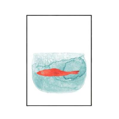 China Modern Hot Sale Nordic Picture Art Painting On Canvas Of Cat Fish Modern Home Decor Painting for sale