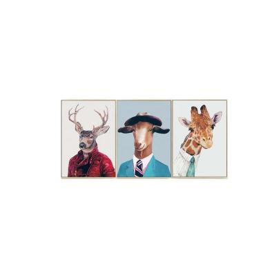 China Modern Popular Cute Animal Cartoon Metal Painting Wall Art Decor Canvas Painting Poster for sale