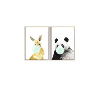 China Modern Fast Shipping Animal Painting Wall Art Canvas Frame Print Glass Painting for sale