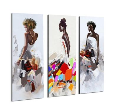 China Modern Framed Dancing African American Women In Dress Wall Art People Portrait Painting Canvas Print Painting for sale