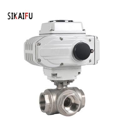 China General Stainless Steel Corrosion Resistant Electric Actuator 3 Way Ball Valve for sale