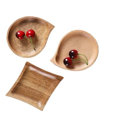 China Eco - Friendly Wooden Heart Dish Sauce Dish Custom Shaped Food Dish Solid Wood for sale