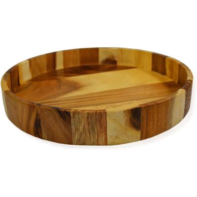 China Eco - Friendly Handmade Wooden Dinner Tray Round Coffee Table Tray Acacia Tray for sale