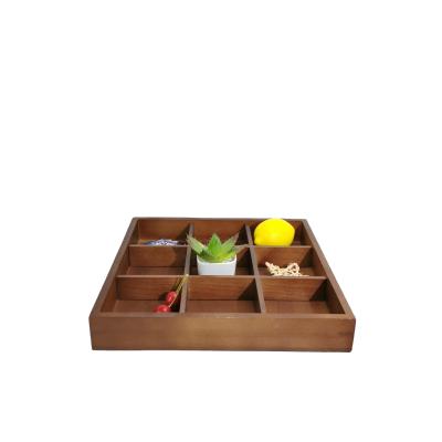 China Eco-Friendly Storage Tray Household Collection Jewelry Checkered Desktop Wooden Dish for sale