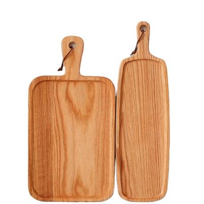 China Eco-friendly Steak Tray Western Japanese Oak Wooden Handle Tray Square Bread Board for sale